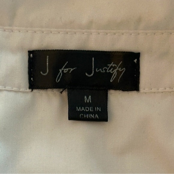 J for Justify white Button-Up long sleeve Blouse Medium - Picture 3 of 3